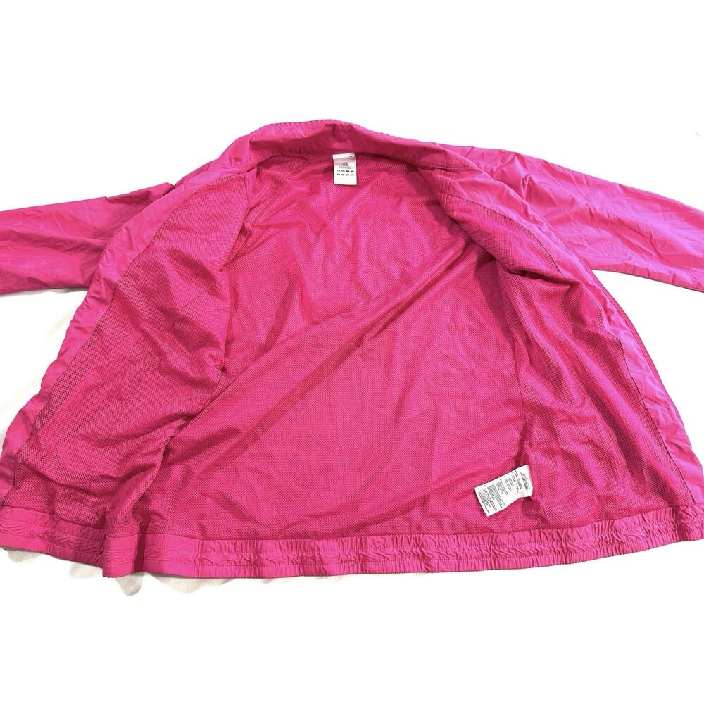 Adidas Women’s Pink Windbreaker Jacket Size M Mesh Lined Zip Front Retro - Picture 9 of 11